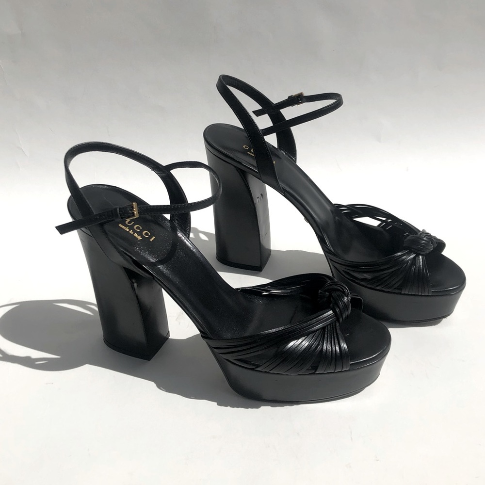 Gucci Allie Platform Sandals 39.5/9 Women’s 5” heel black open toe